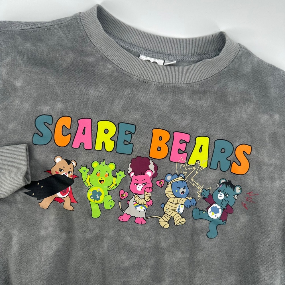 Care Bears X Universal Monsters Scare Bears Gray Graphic‎ Sweatshirt Juniors SM